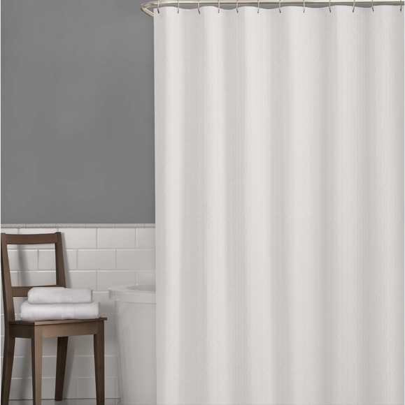 New Maytex Norwich Textured Fabric Shower Curtain or Liner, White 72.00" x 70.00 - Picture 1 of 7
